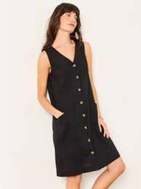 Naked Zebra Black Sleeveless Button-Front Mini Dress